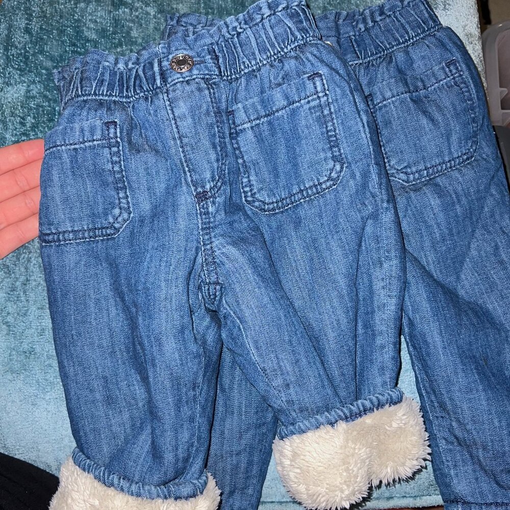 Baby Gap Sherpa Lined Bubble Jeans for twins 6-12mo